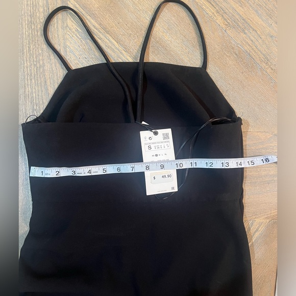 Zara Black mini Dress drapped Small NWT - Picture 8 of 15